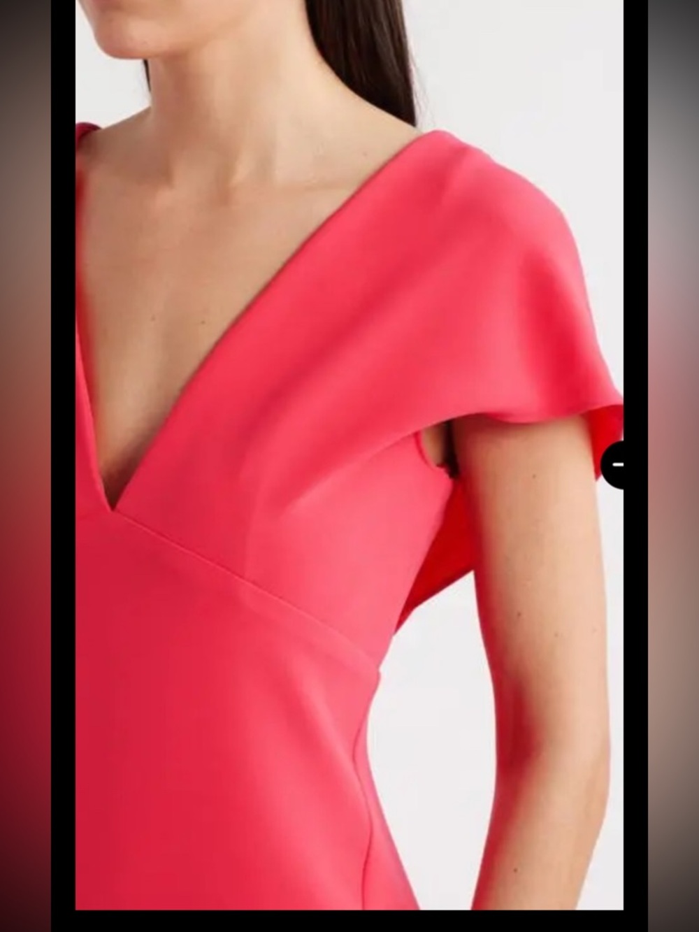 Amsale Flutter Sleeves Crepe Gown, Sz 4, New,$1250, Red With Pink Shade - Picture 3 of 13